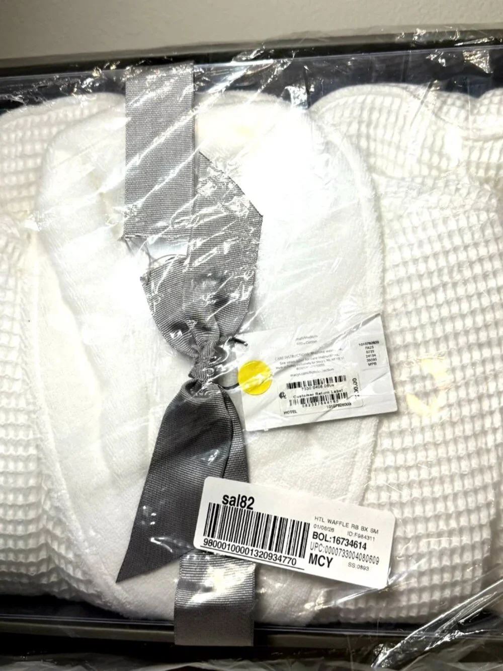 Hotel Collection Cotton Waffle White Bath Robe Shawl Collar All Cotton Small/Med